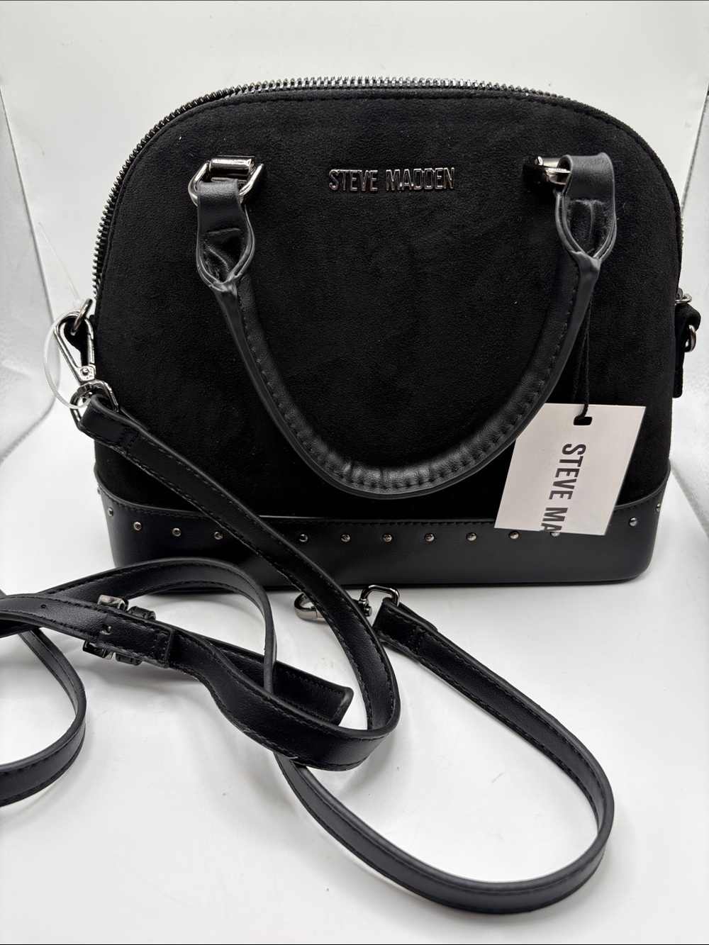 Steve Madden Black Dome Crossbody Satchel